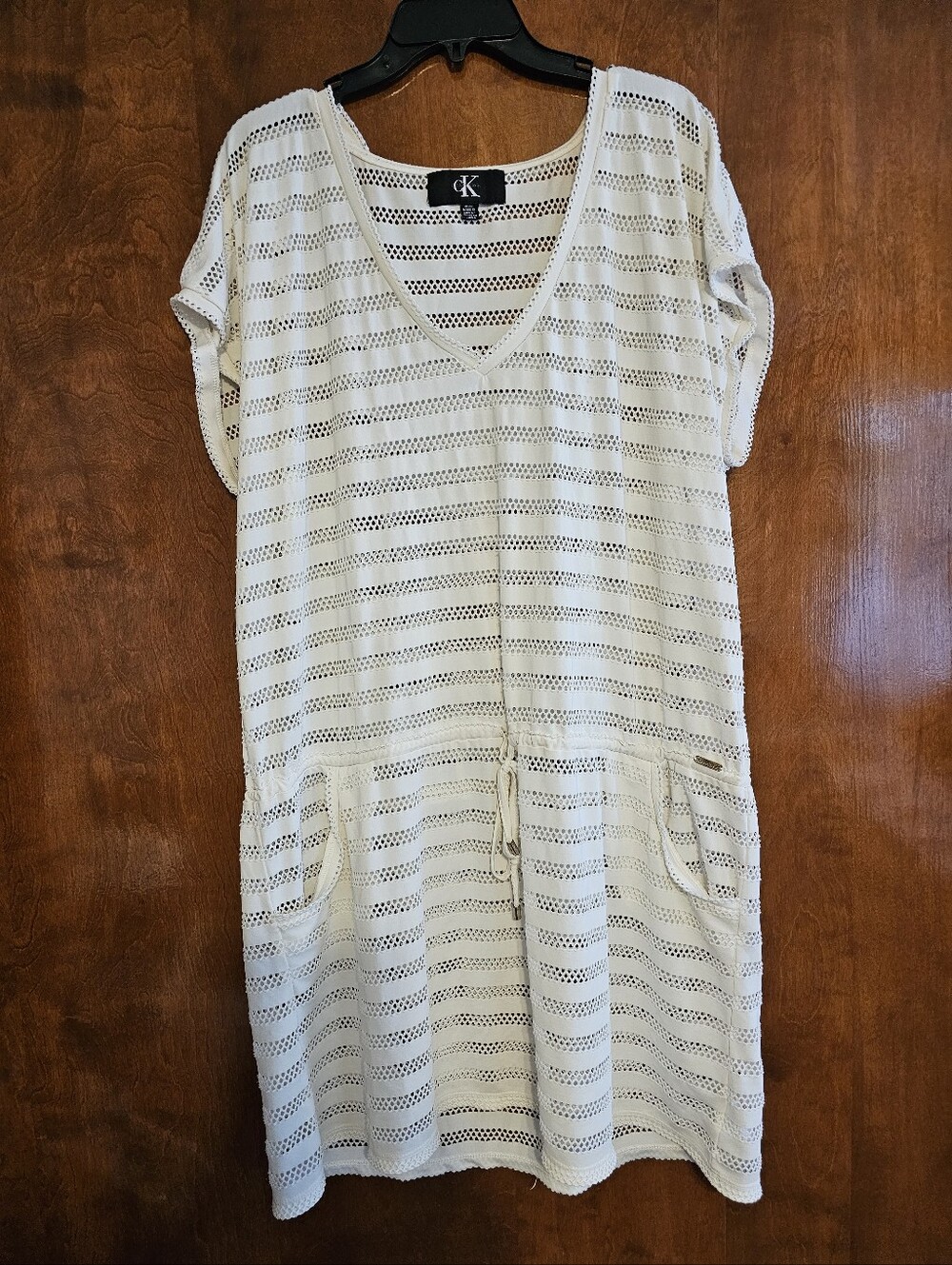 CALVIN KLEIN XL IVORY SWIM SUIT COVER UP ONE PIECE SKIRT LIKE NEW!